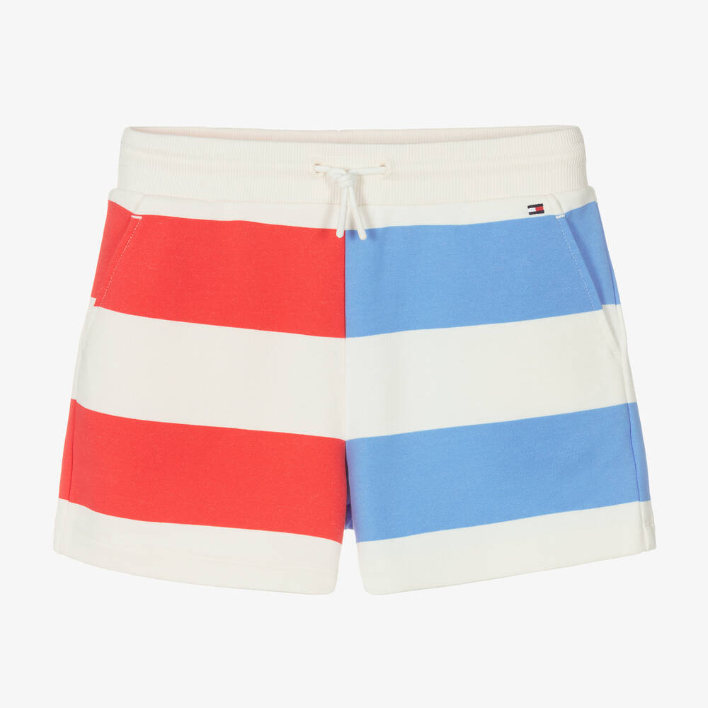 Tommy Hilfiger - Teen Girls White Striped Cotton Shorts | Childrensalon