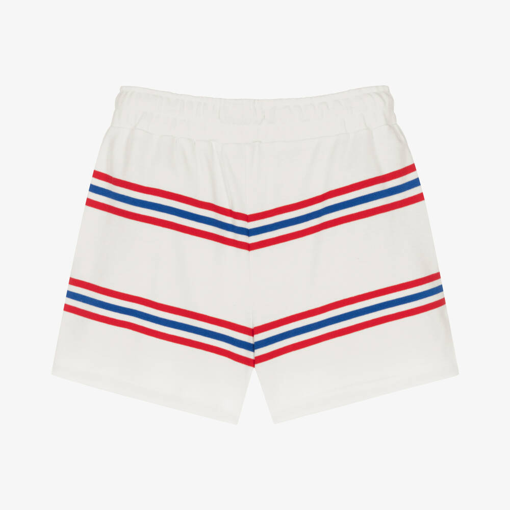 Tommy Hilfiger-Teen Girls White Striped Cotton Shorts | Childrensalon Outlet