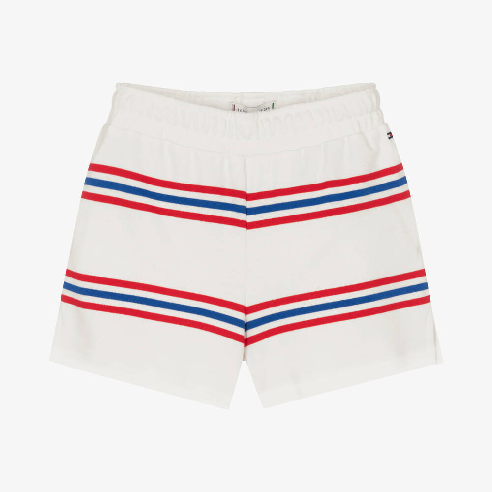 Tommy Hilfiger - Teen Girls White Striped Cotton Shorts | Childrensalon