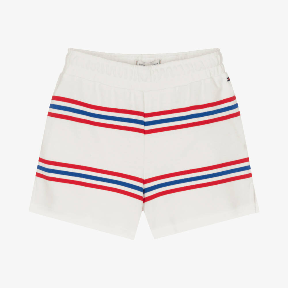 Tommy Hilfiger - Short blanc rayé en coton ado fille | Childrensalon