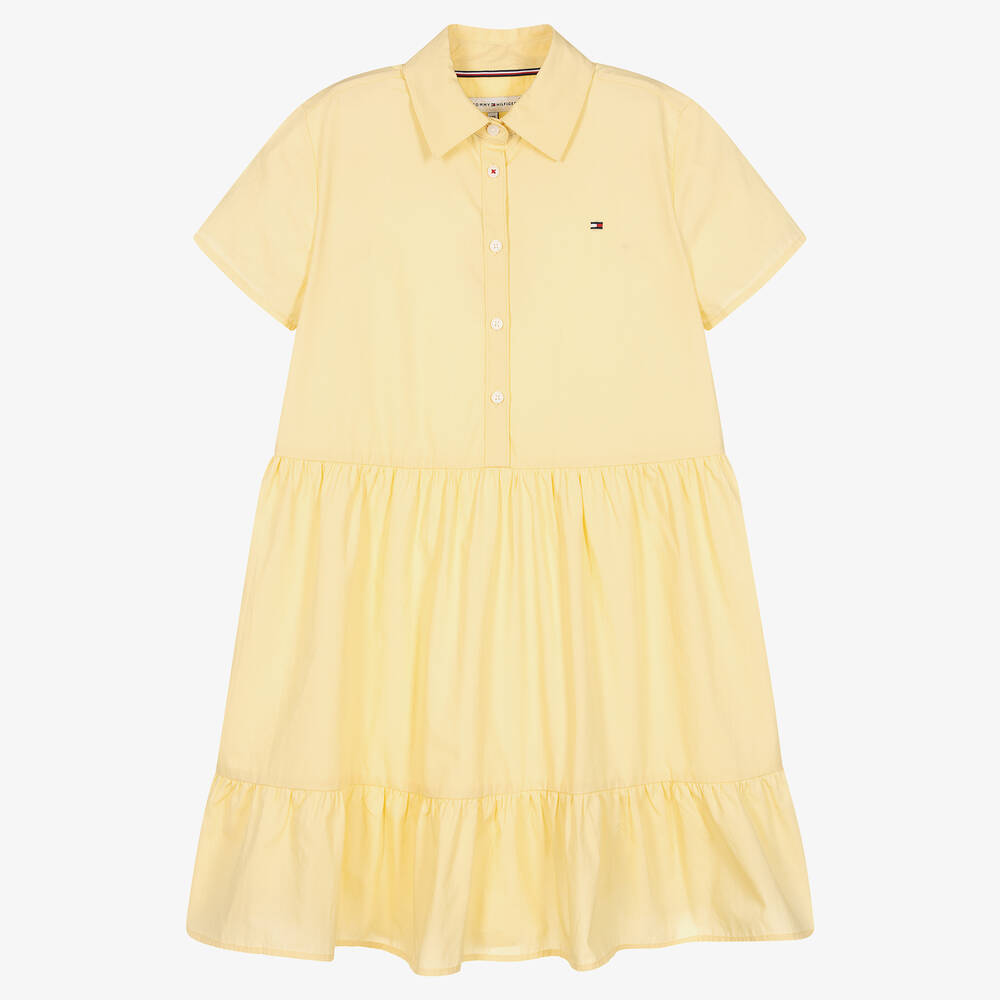 Tommy Hilfiger - Robe jaune en popeline de coton ado | Childrensalon