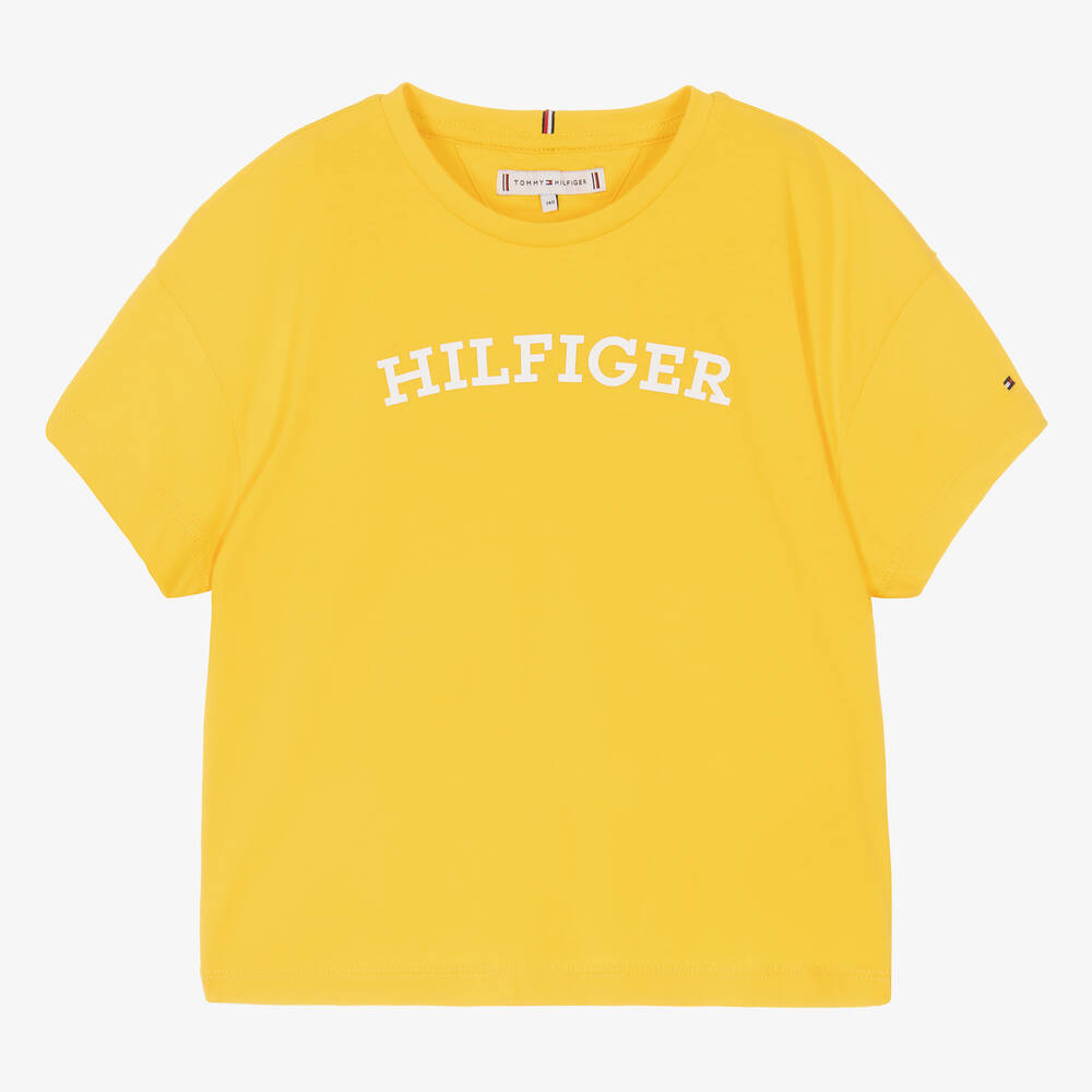 Tommy Hilfiger - تيشيرت تينز بناتي قطن لون أصفر | Childrensalon