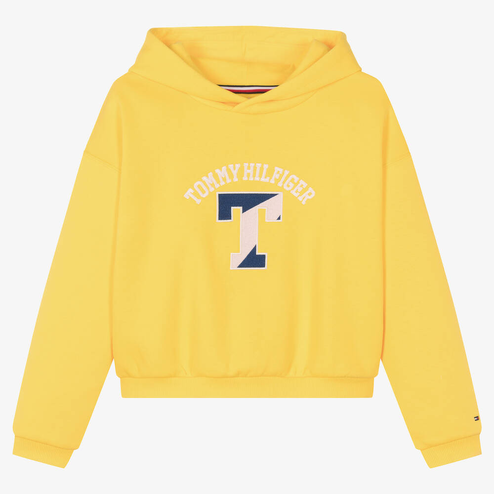 Tommy Hilfiger - Sweat à capuche jaune en coton ado | Childrensalon