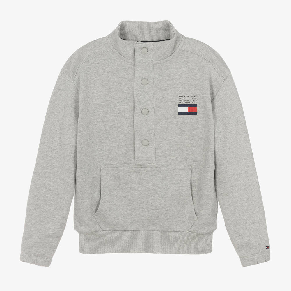 Tommy Hilfiger - Teen Grey Flag Logo High Neck Sweatshirt | Childrensalon