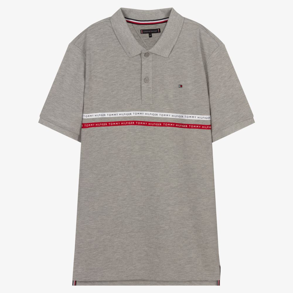 Tommy Hilfiger - Teen Grey Logo Polo Shirt | Childrensalon