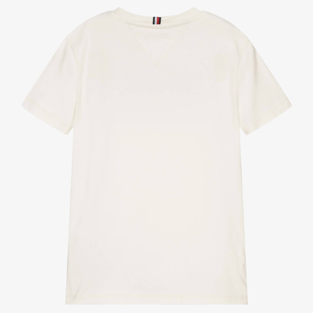 Tommy Hilfiger-Кремовая хлопковая футболка для подростков | Childrensalon Outlet