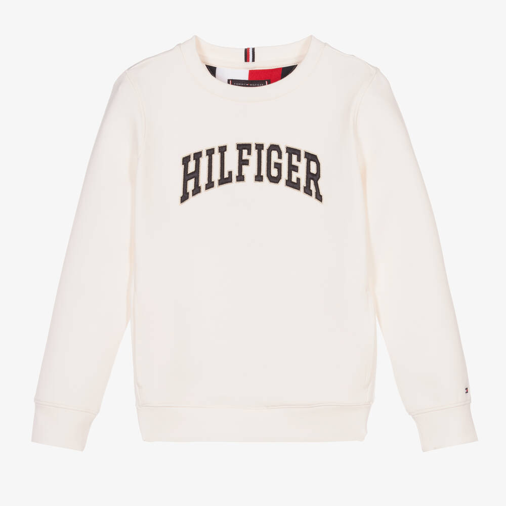 Tommy Hilfiger - سويشيرت تينز ولادي قطن جيرسي لون عاجي | Childrensalon