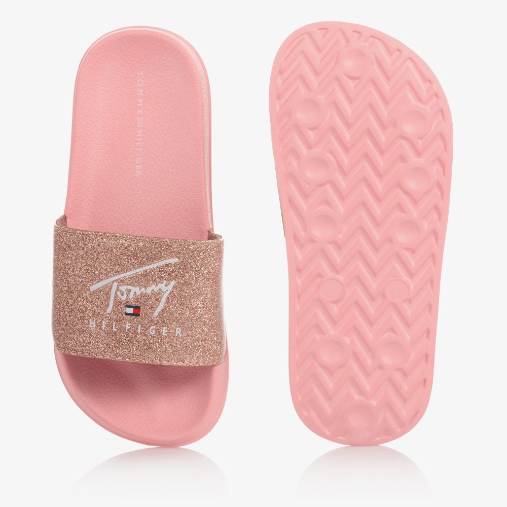 Pink tommy hilfiger slides online