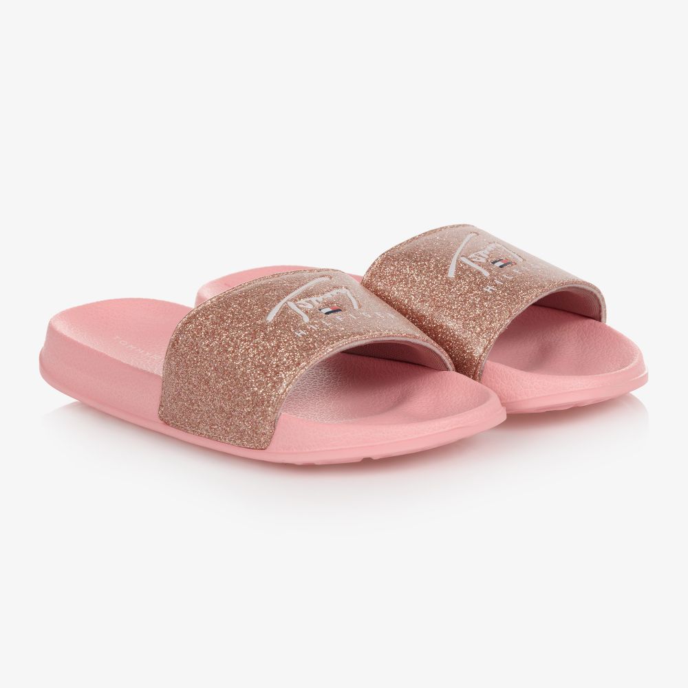 Tommy Hilfiger - Rosa Teen Pantoletten mit Glitzer | Childrensalon