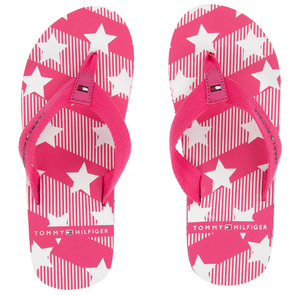 Tommy Hilfiger Teen Pink Logo Flip Flops Childrensalon Outlet