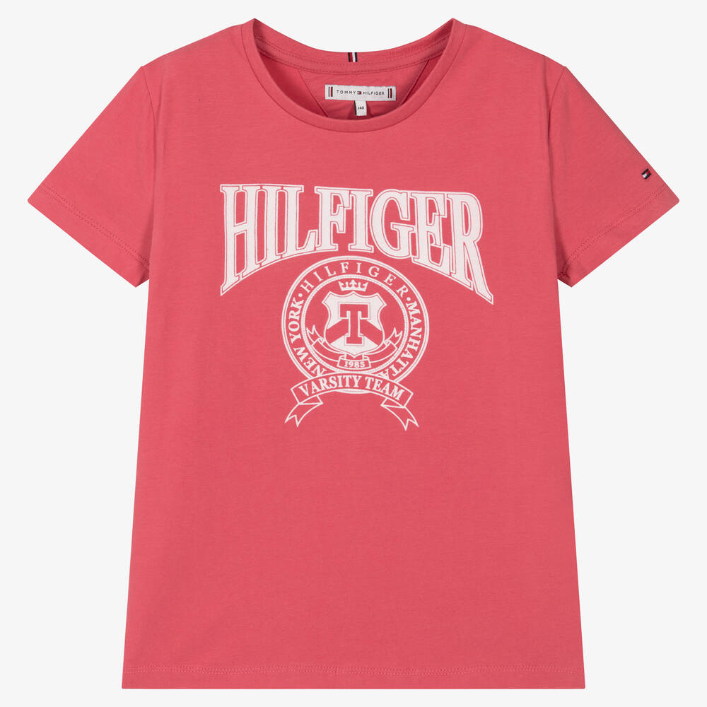 Tommy Hilfiger - Teen Pink Varsity Crew Neck Tshirt | Childrensalon