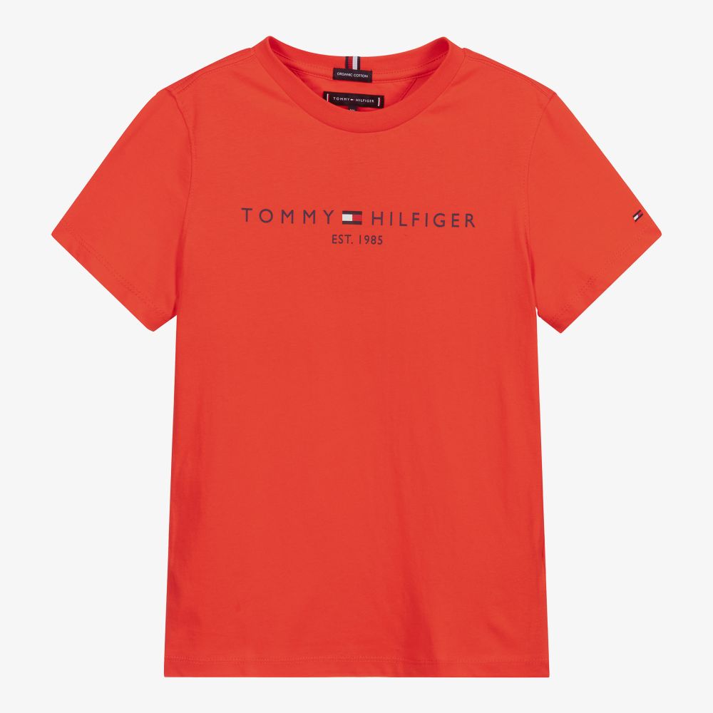 Tommy Hilfiger - تيشيرت تينز قطن عضوي لون أحمر | Childrensalon