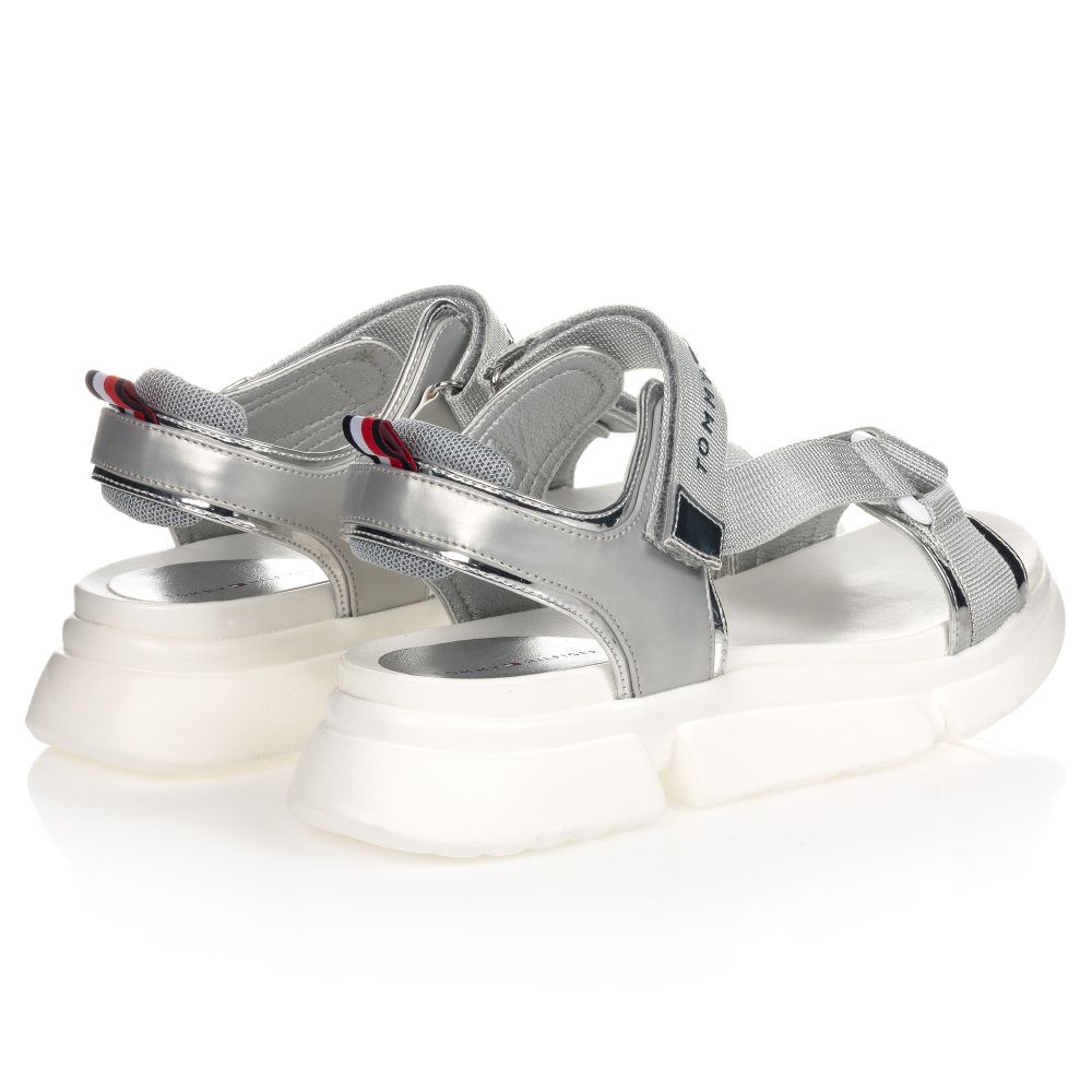 Tommy hilfiger silver sandals 2025