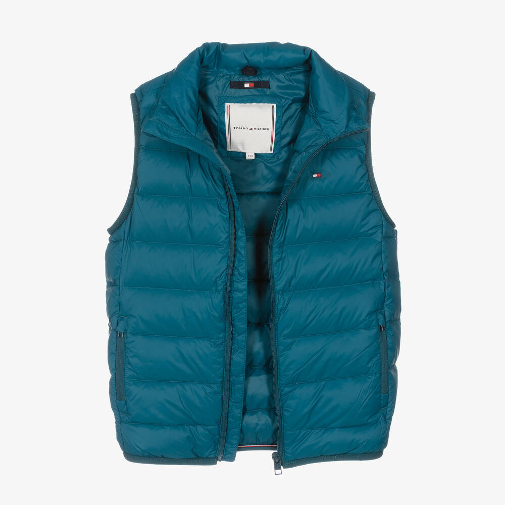 Tommy Hilfiger-Teen Teal Blue Puffer Gilet | Childrensalon Outlet