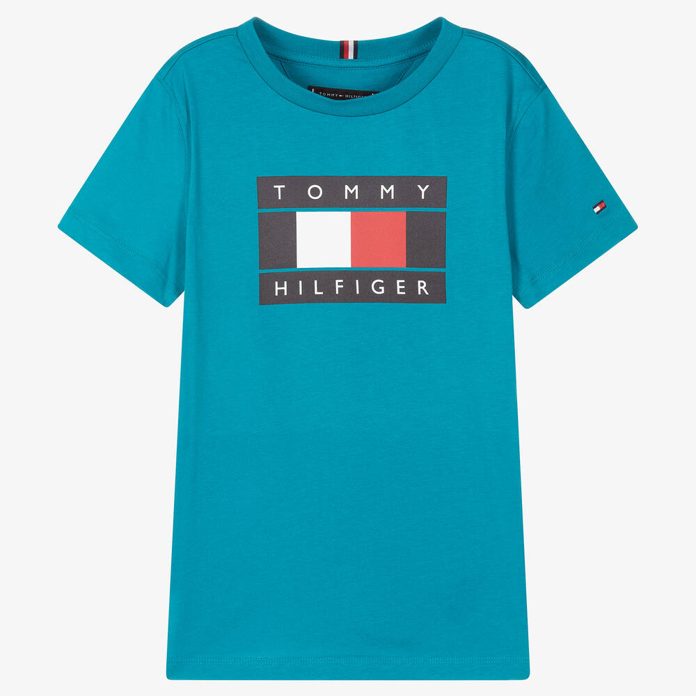Tommy Hilfiger Teen Turquoise Blue T Shirt Childrensalon Outlet