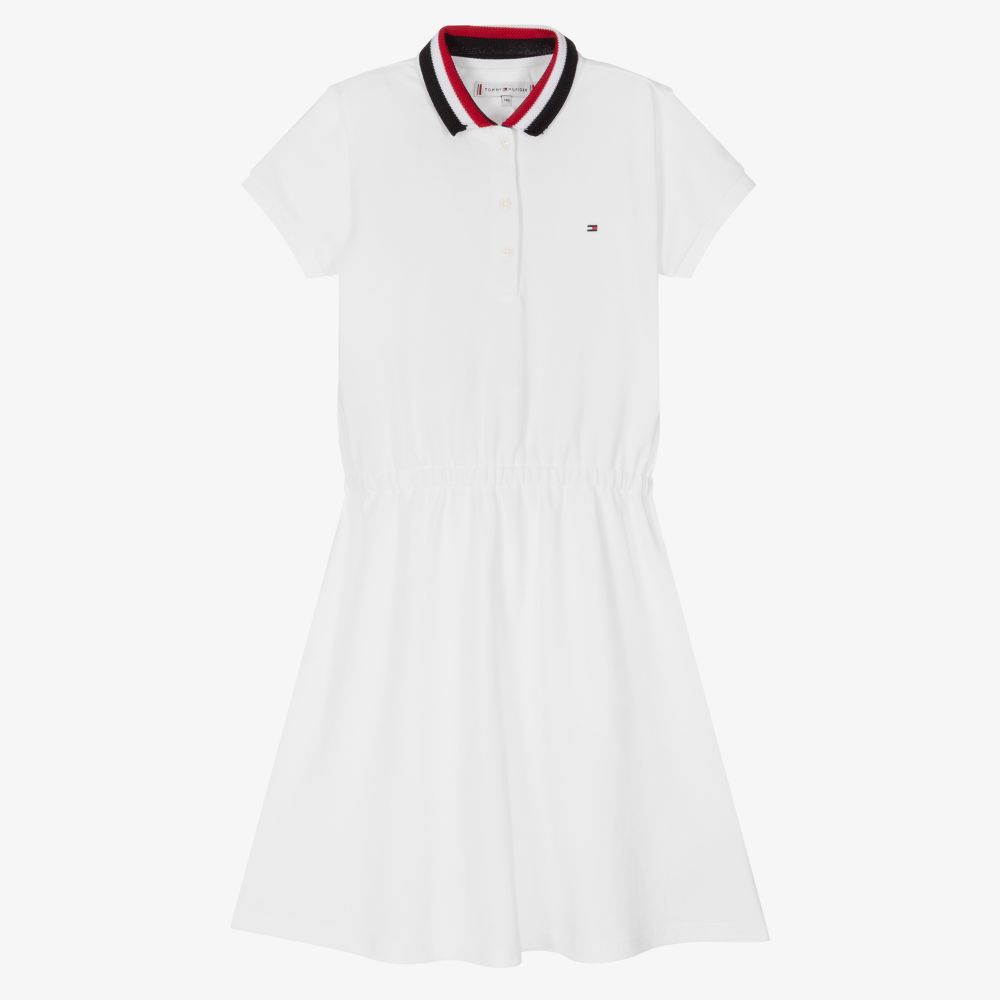 Tommy Hilfiger - Белое платье поло из хлопка для подростков | Childrensalon