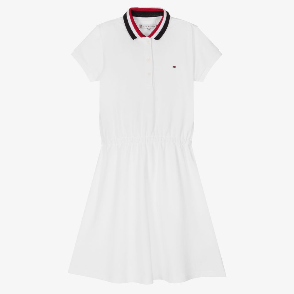 Tommy Hilfiger - Weißes Teen Baumwoll-Polokleid | Childrensalon