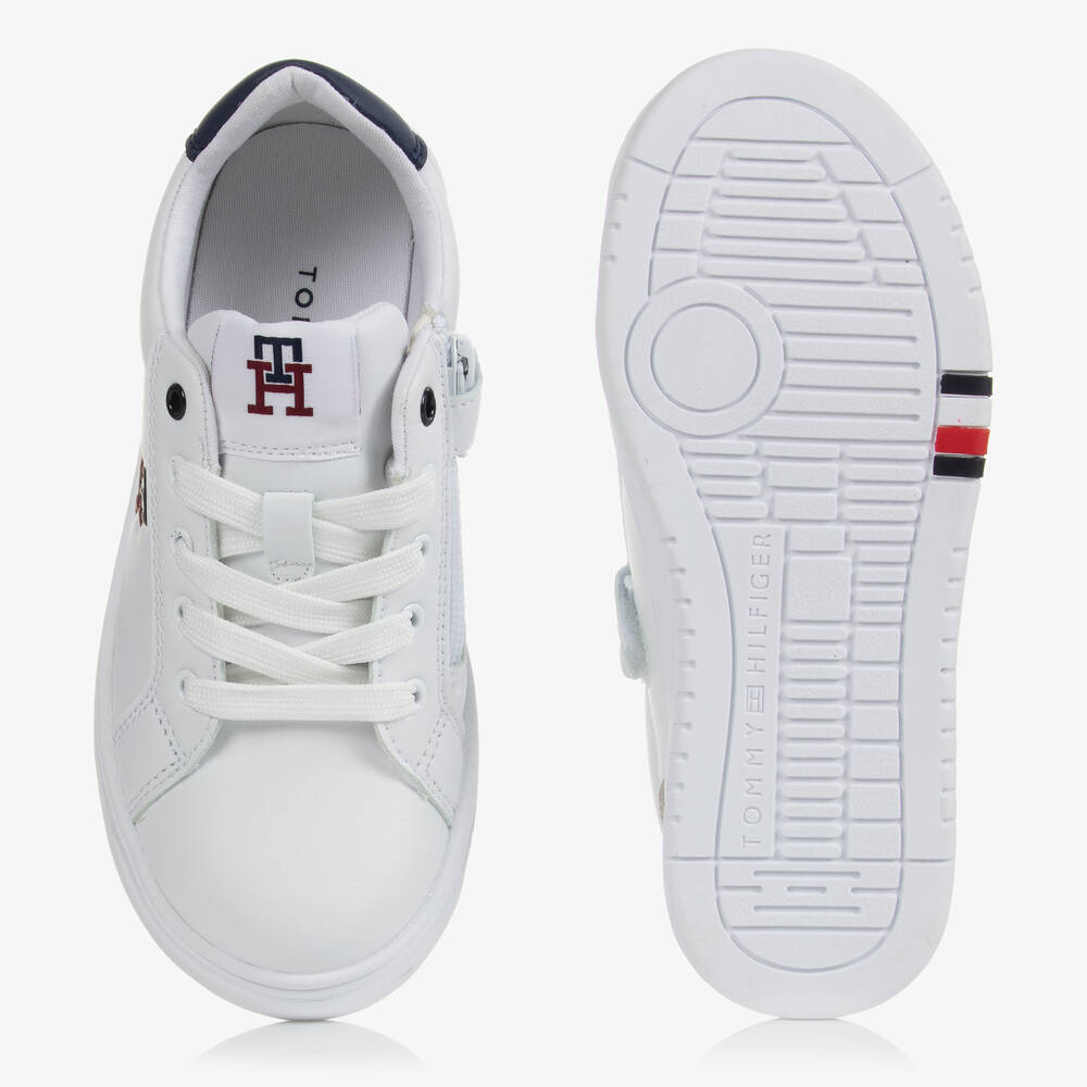 Tommy Hilfiger-Teen White Faux Leather Logo Trainers | Childrensalon Outlet