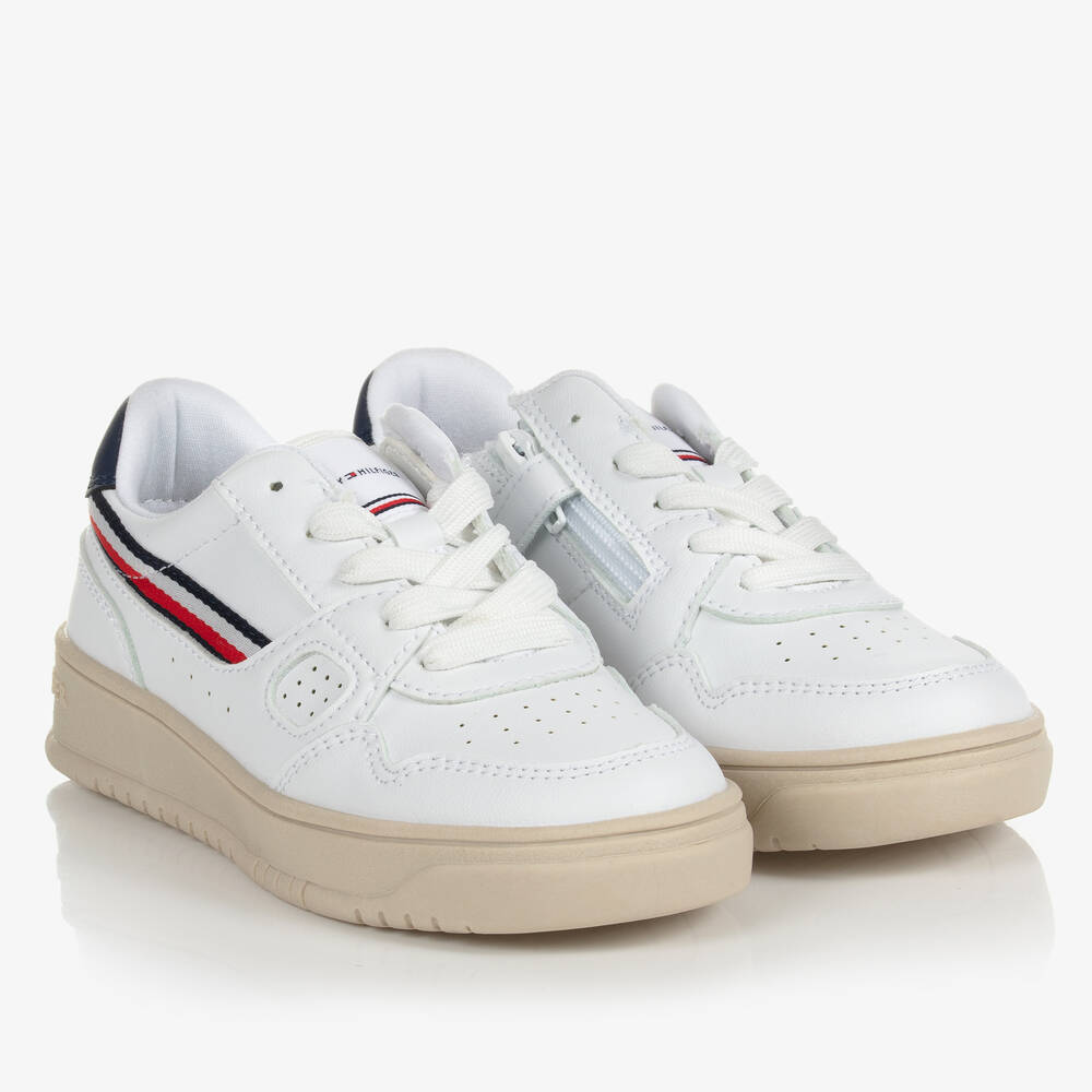 Tommy Hilfiger - Baskets blanches en simili cuir ado | Childrensalon