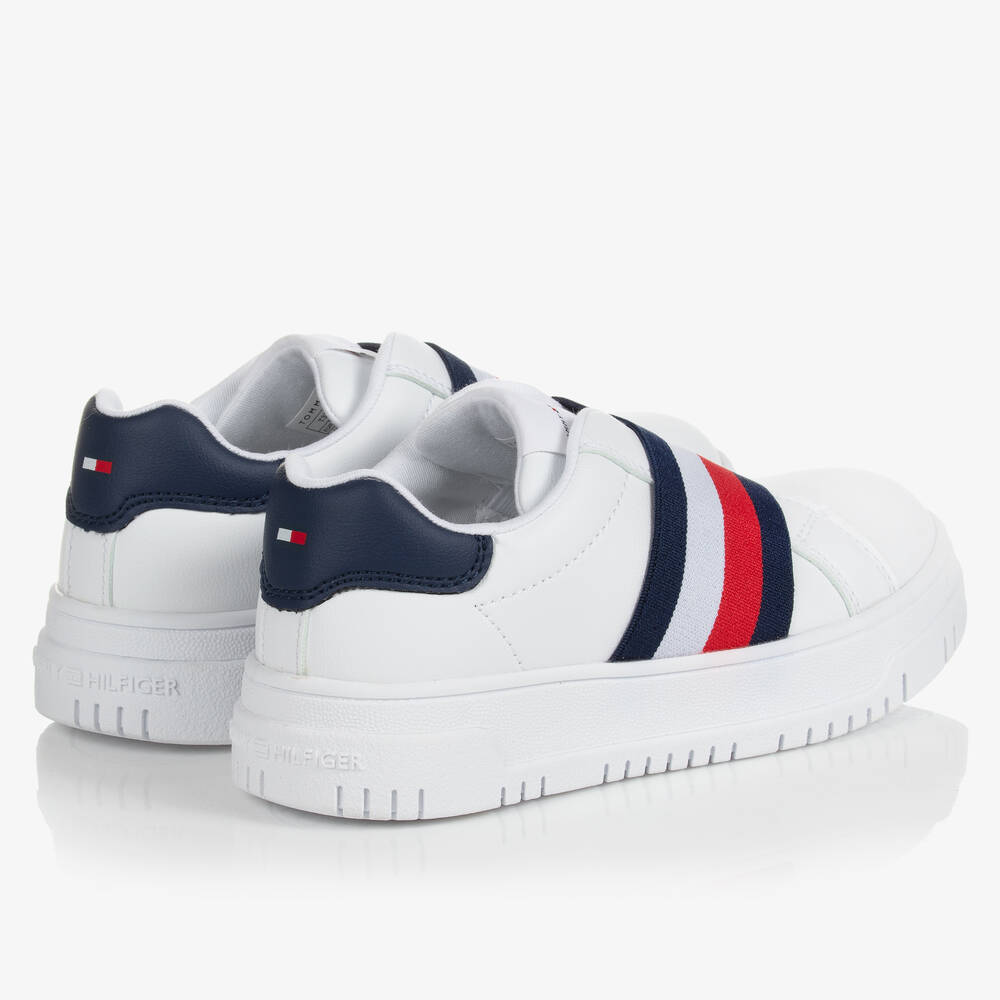 Tommy Hilfiger-Teen White Faux Leather Logo Trainers | Childrensalon Outlet