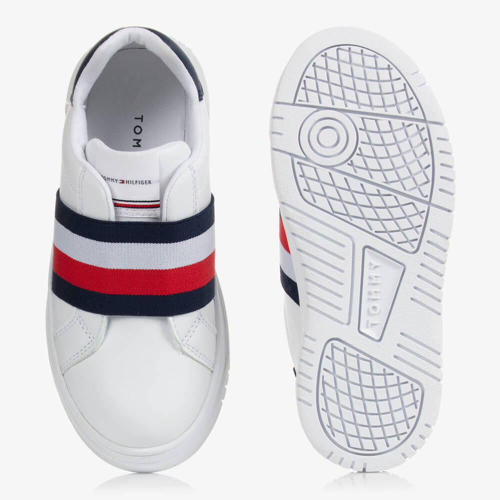 Tommy Hilfiger-Teen White Faux Leather Logo Trainers | Childrensalon Outlet