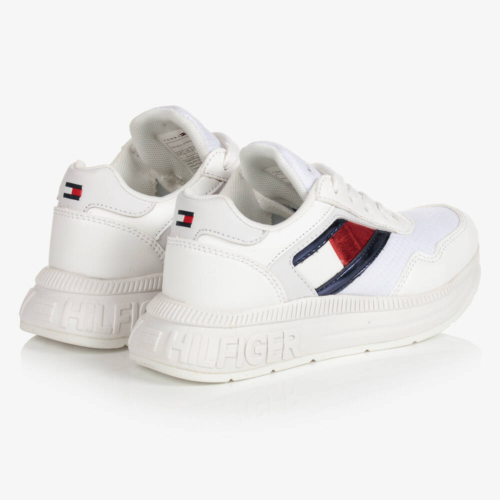 Tommy Hilfiger-Teen White Flag Trainers | Childrensalon Outlet