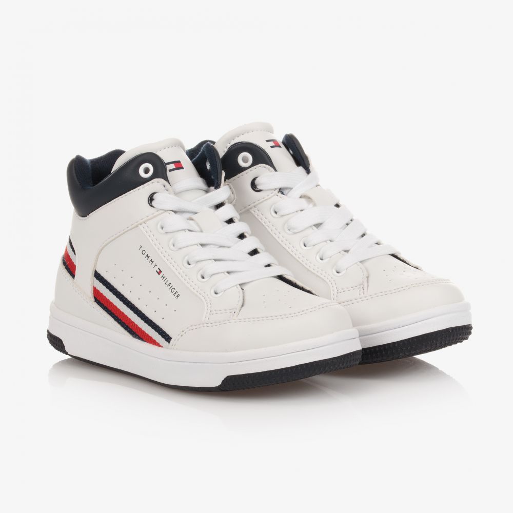 Tommy Hilfiger - Teen White High Top Trainers | Childrensalon