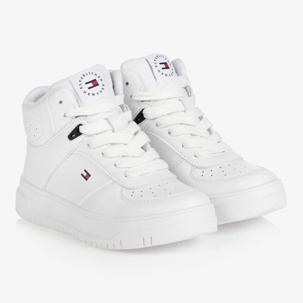 Tommy Hilfiger - Teen White High-Top Trainers | Childrensalon