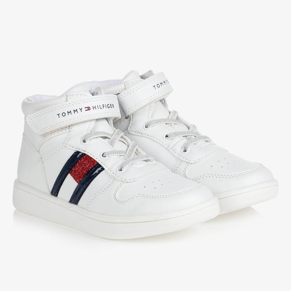 Tommy Hilfiger - Teen White High-Top Trainers | Childrensalon