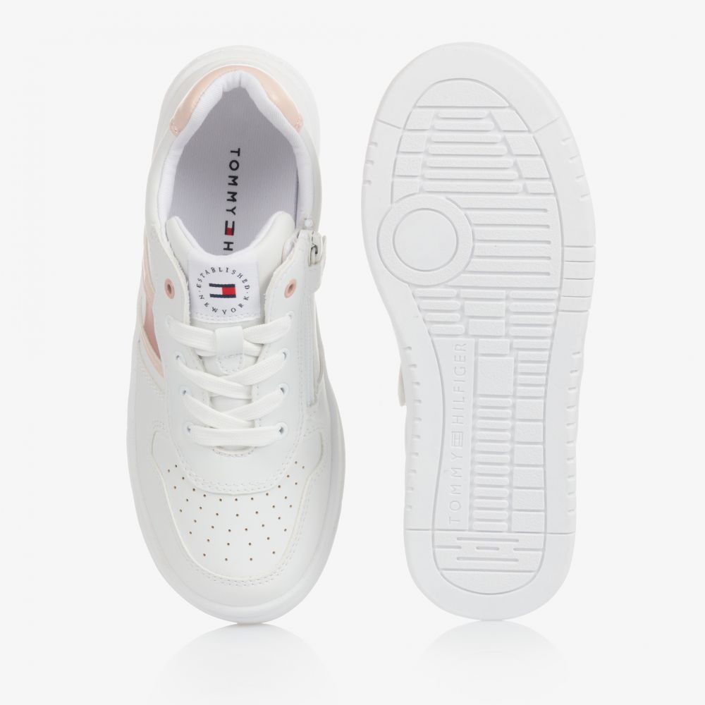 Tommy Hilfiger-Teen White Lace-Up Trainers | Childrensalon Outlet