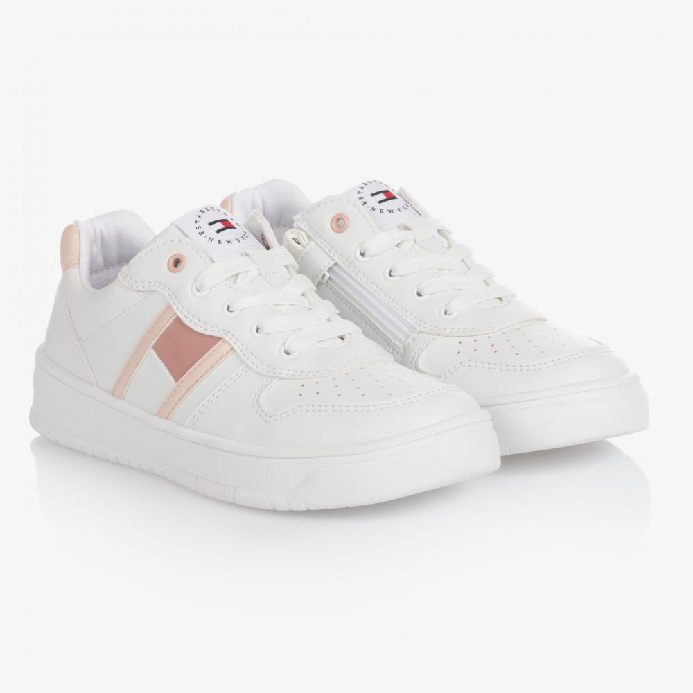 Tommy Hilfiger - Teen White Lace-Up Trainers | Childrensalon