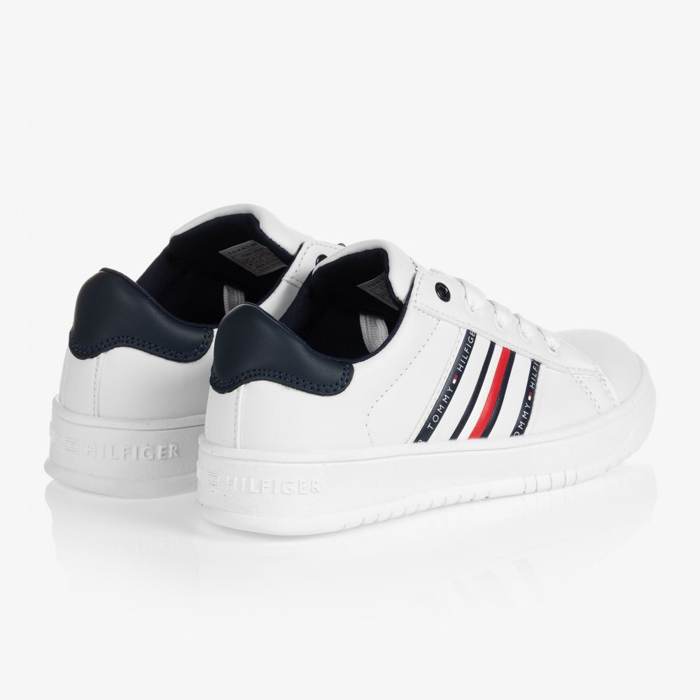 Tommy Hilfiger-Teen White Lace-Up Trainers | Childrensalon Outlet