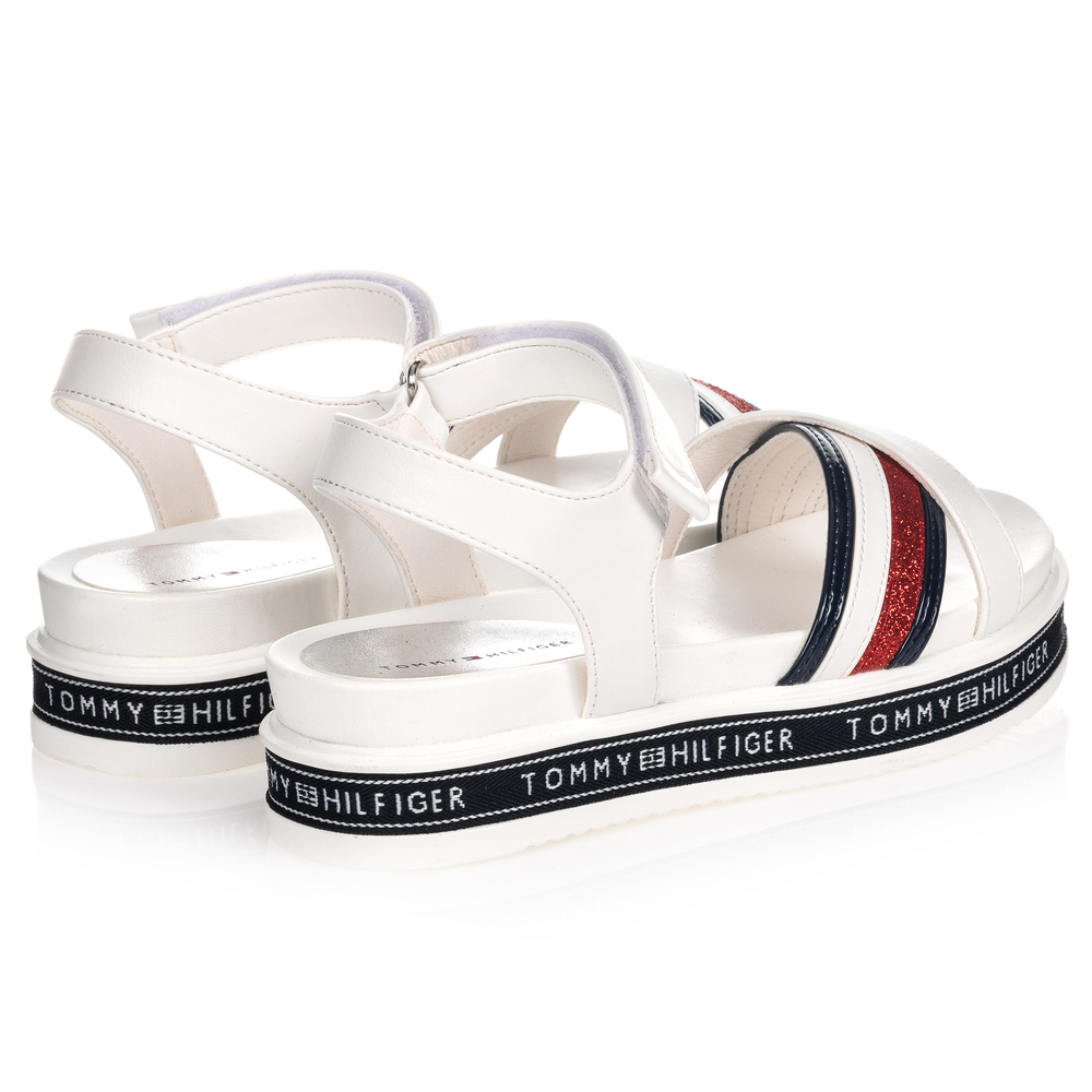 Tommy Hilfiger-Teen White Logo Sandals | Childrensalon Outlet