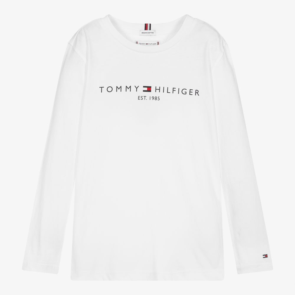Tommy Hilfiger-Teen White Logo Top | Childrensalon Outlet