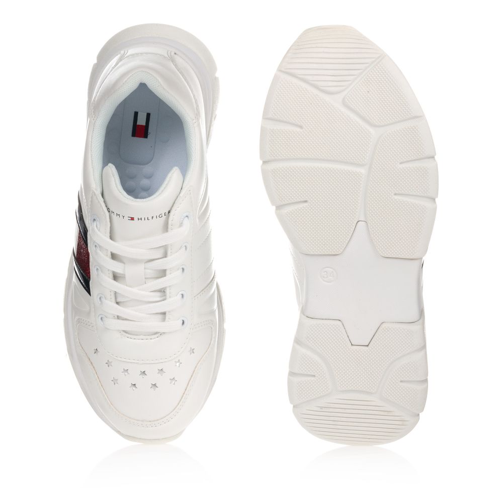 Tommy Hilfiger-Teen White Logo Trainers | Childrensalon Outlet