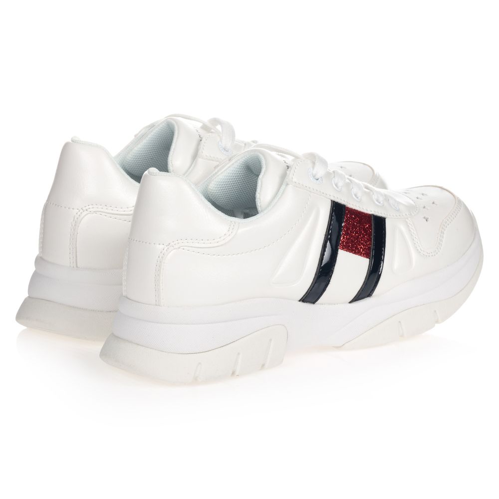 Tommy Hilfiger-Teen White Logo Trainers | Childrensalon Outlet