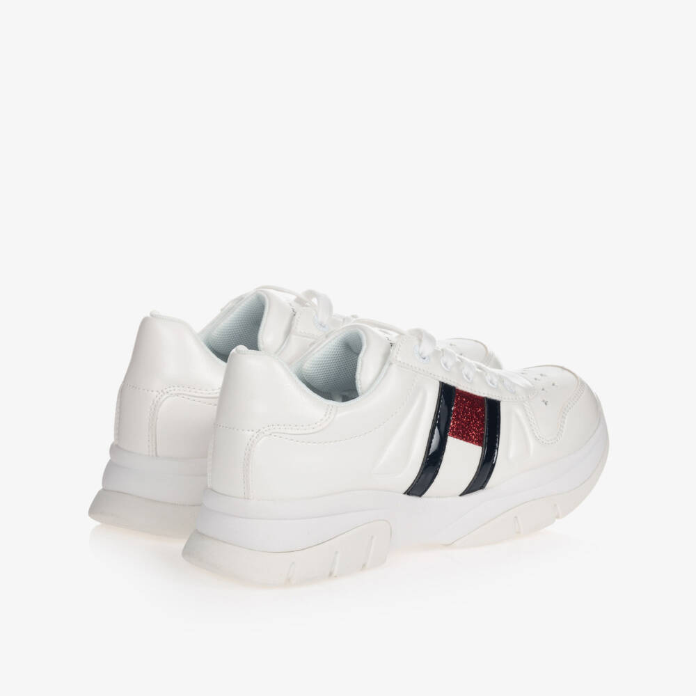 Tommy Hilfiger-Teen White Logo Trainers | Childrensalon Outlet