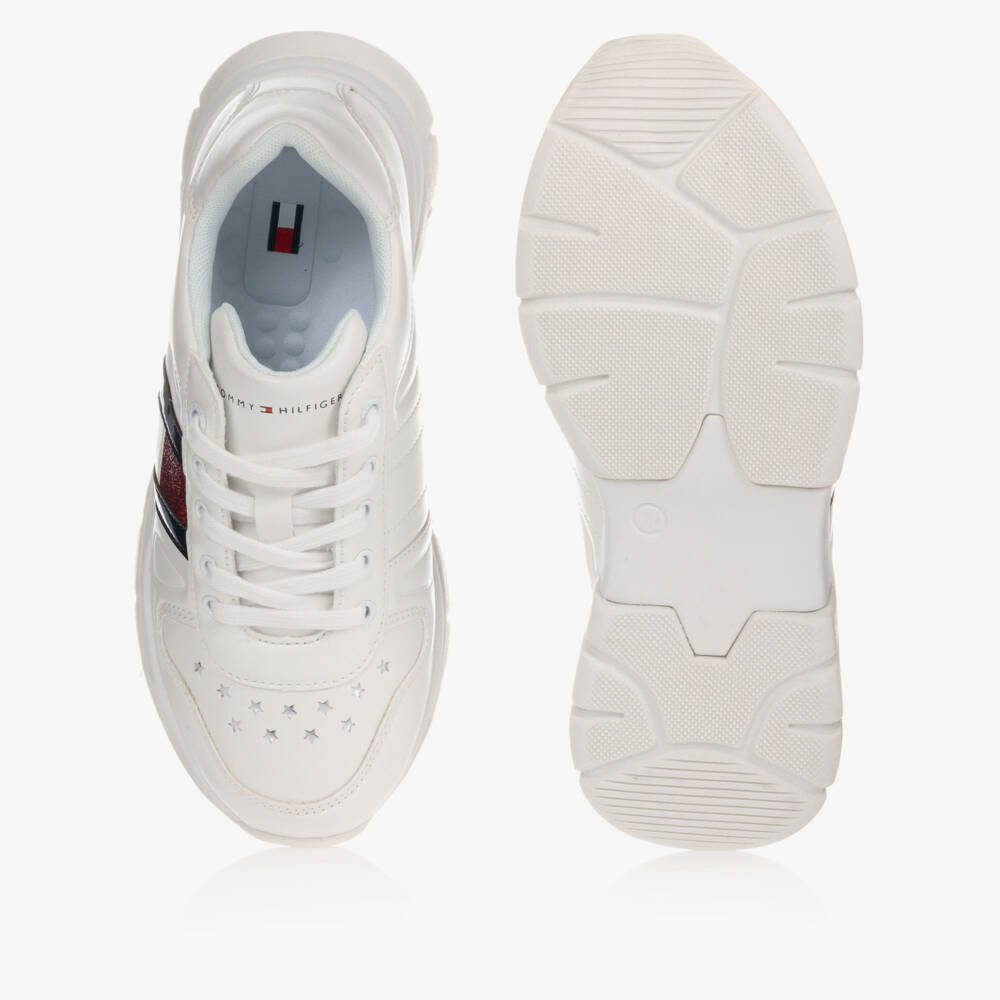 Tommy Hilfiger-Teen White Logo Trainers | Childrensalon Outlet