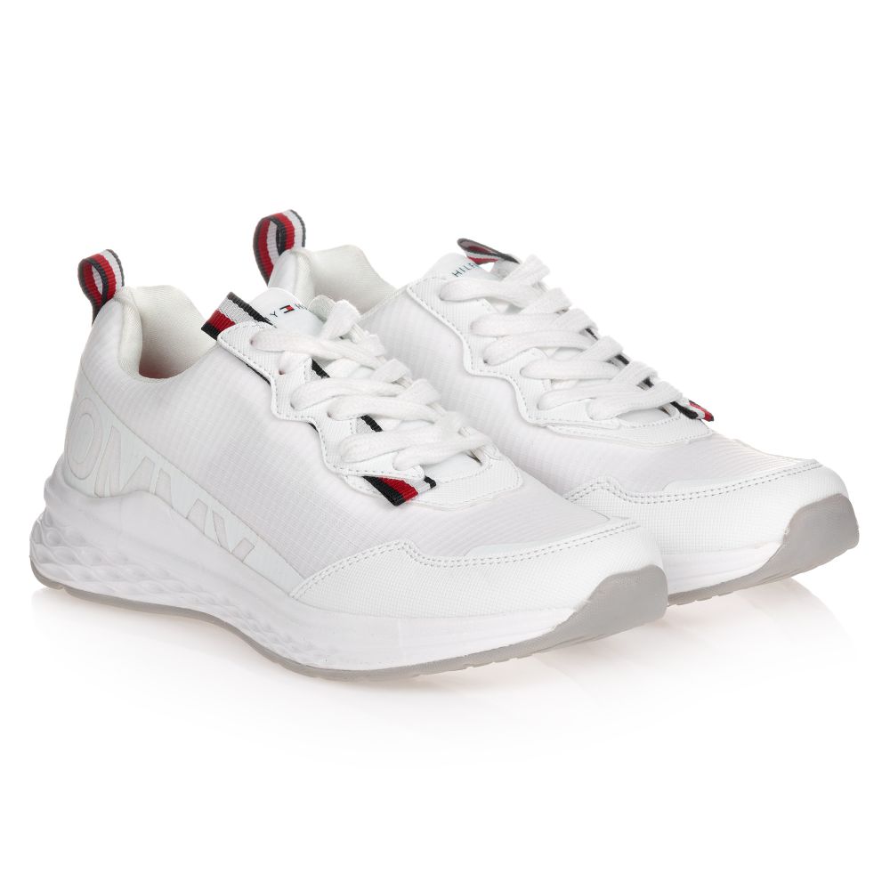 Tommy Hilfiger - Teen White Logo Trainers | Childrensalon