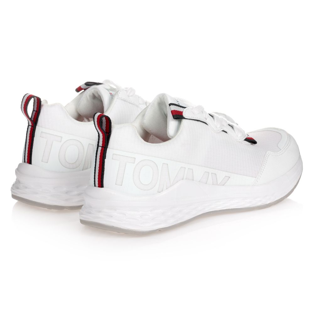 Tommy Hilfiger-Teen White Logo Trainers | Childrensalon Outlet