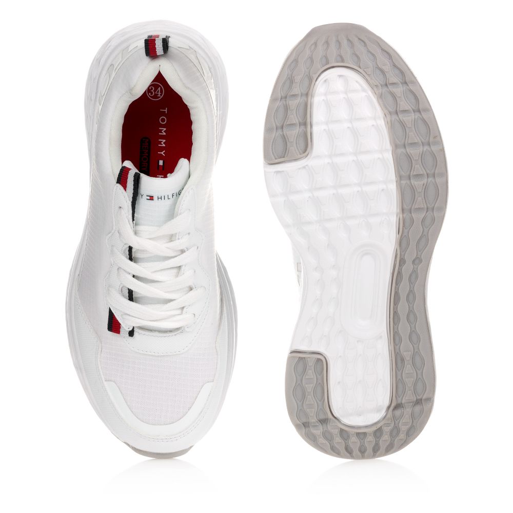Tommy Hilfiger-Teen White Logo Trainers | Childrensalon Outlet