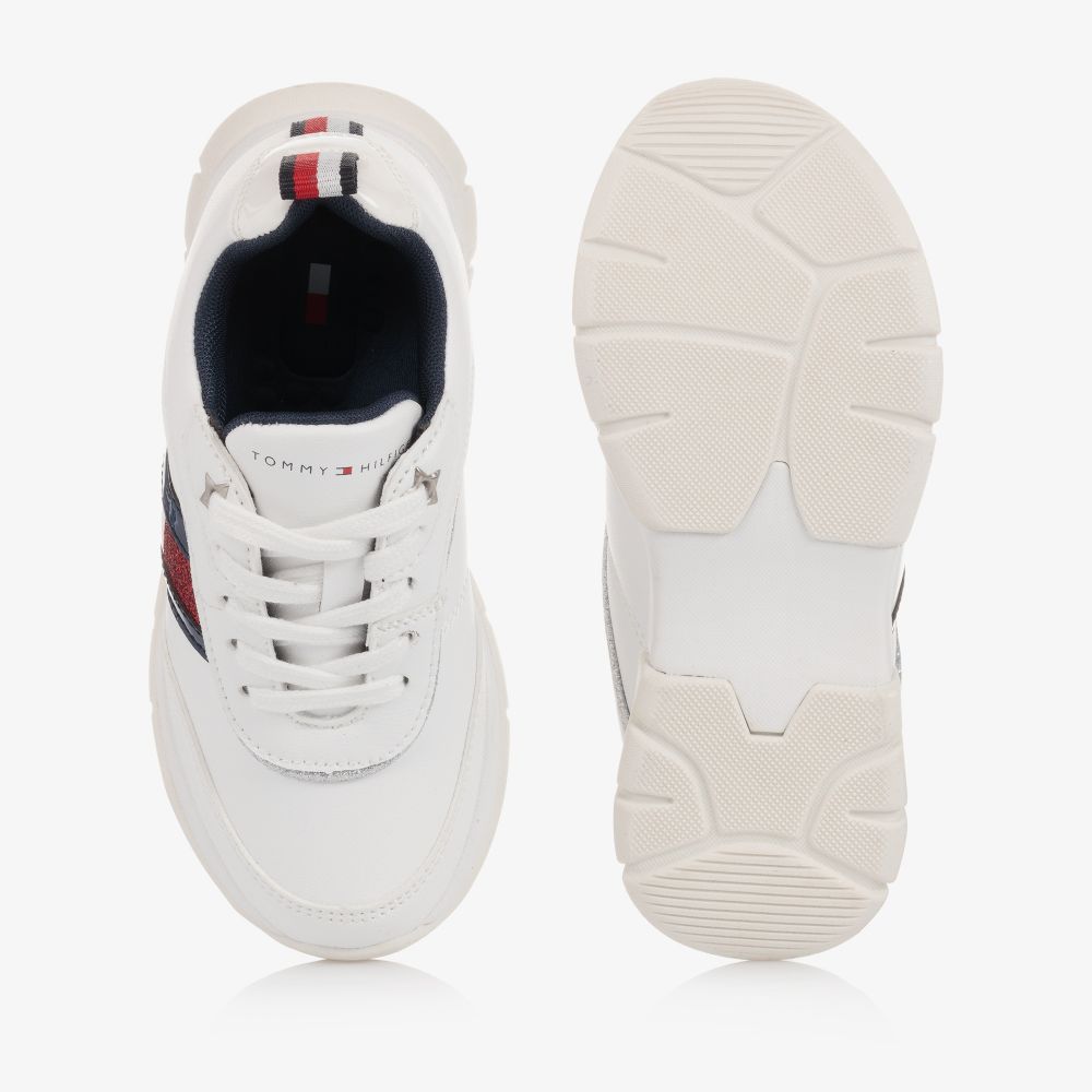 Tommy Hilfiger-Teen White Logo Trainers | Childrensalon Outlet