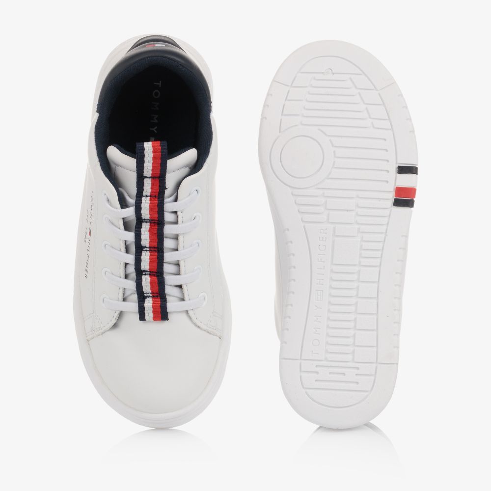 Tommy Hilfiger-Teen White Logo Trainers | Childrensalon Outlet