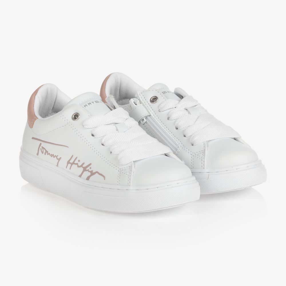 Tommy Hilfiger - Бело-розовые кроссовки для подростков | Childrensalon