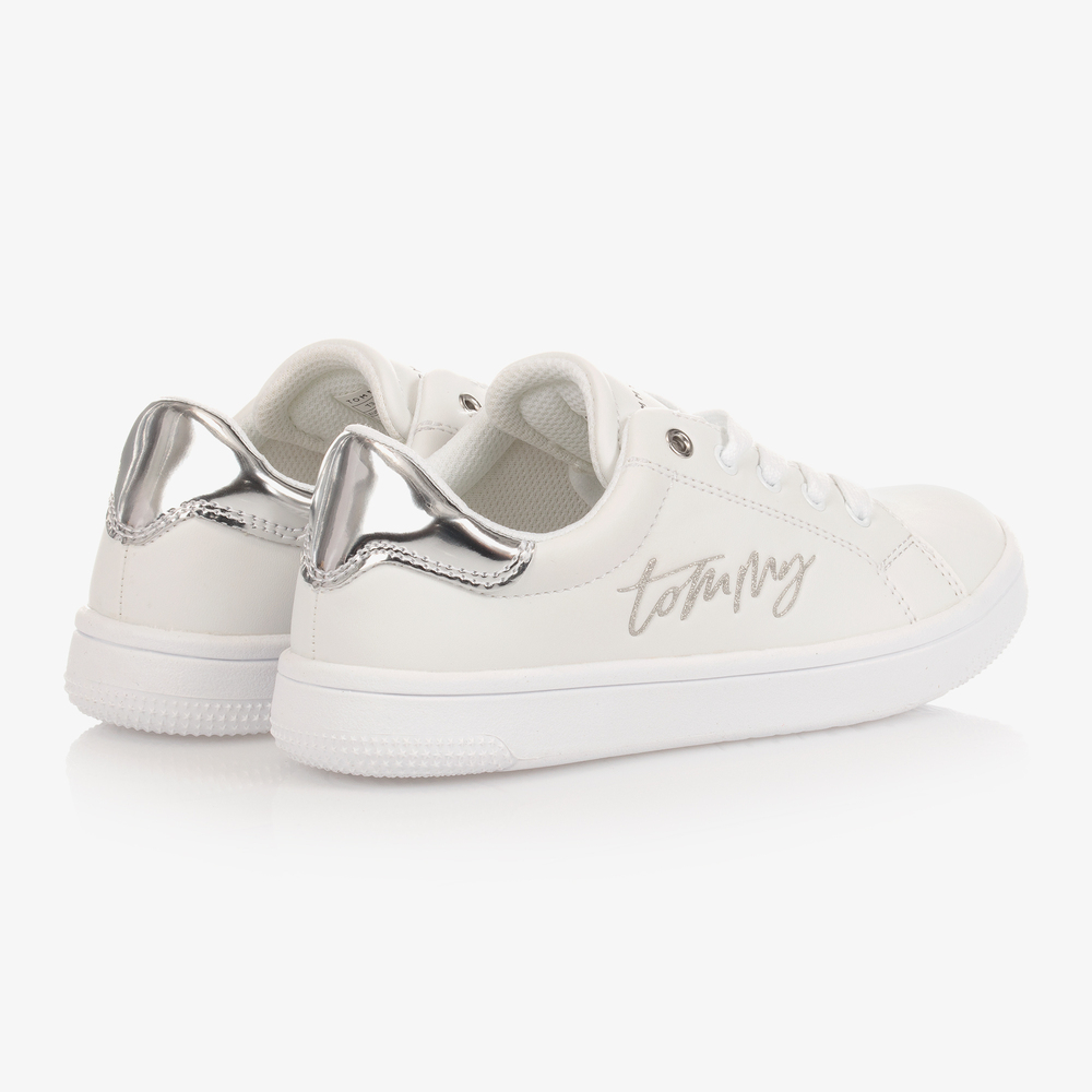 Tommy Hilfiger-Teen White & Silver Trainers | Childrensalon Outlet