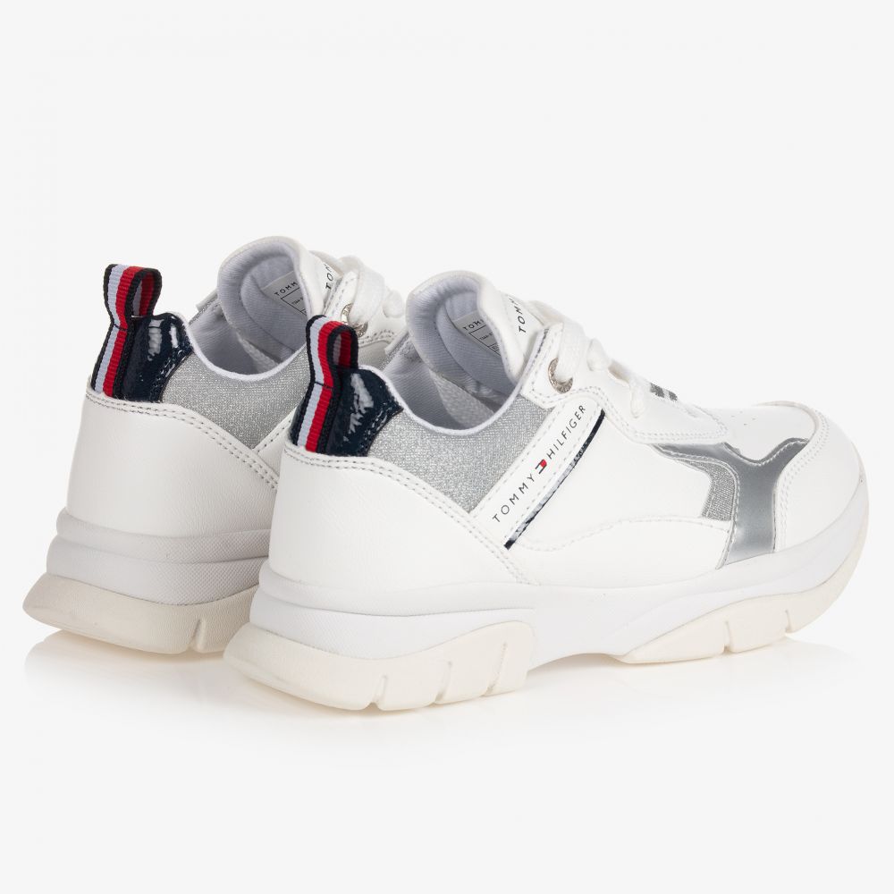 Tommy Hilfiger-Бело-серебристые кроссовки для подростков | Childrensalon Outlet