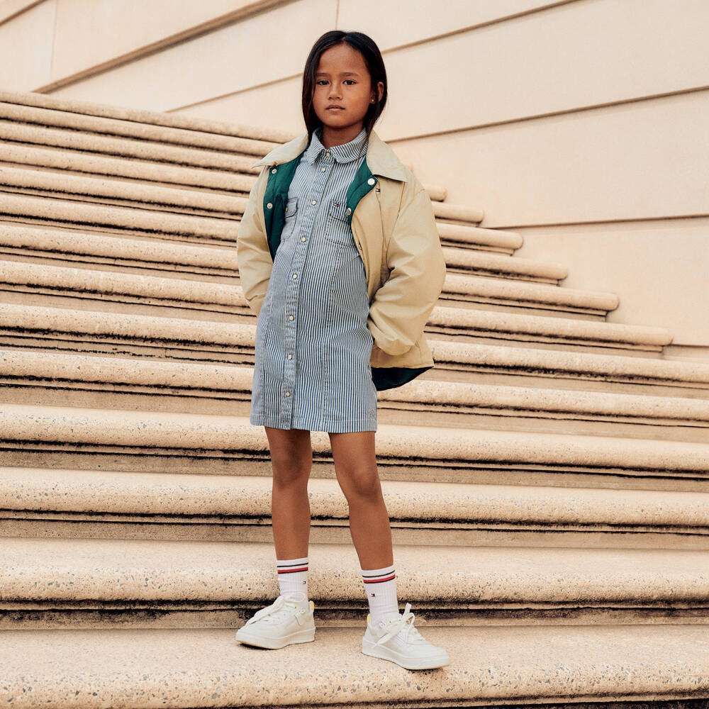 Tommy Hilfiger-ترينرز تينز بناتي جلد صناعي لون أبيض وأصفر | Childrensalon Outlet