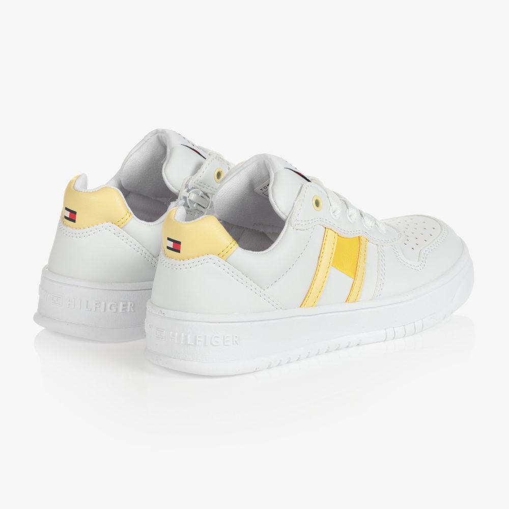 Tommy Hilfiger-ترينرز تينز بناتي جلد صناعي لون أبيض وأصفر | Childrensalon Outlet