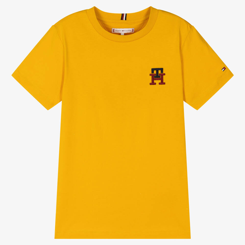 Tommy Hilfiger - Teen Yellow Cotton Monogram Logo T-Shirt | Childrensalon