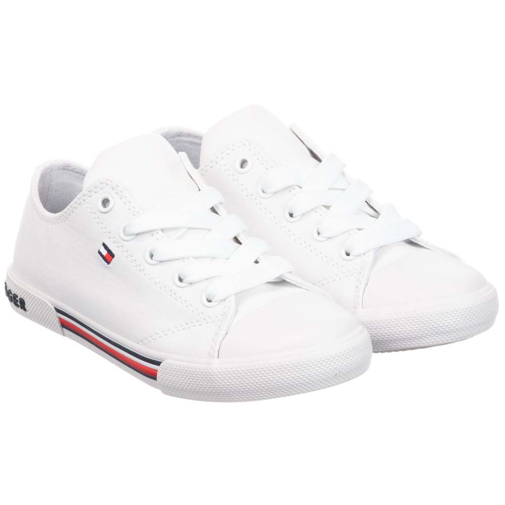 Tommy Hilfiger - Baskets en toile blanche | Childrensalon